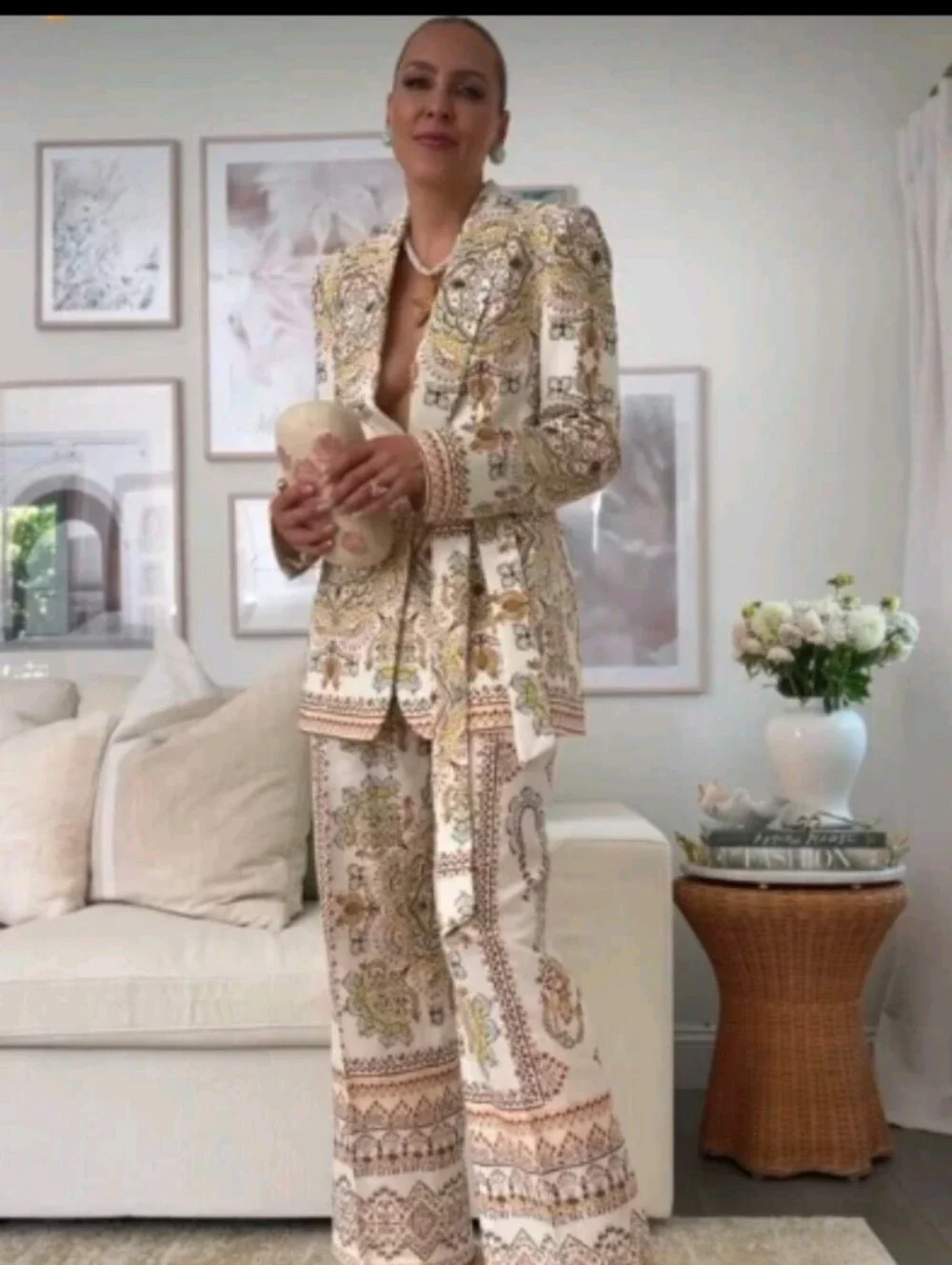 2 Pieces Matching Zara Printed Linen Set/ Suit